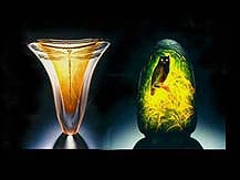 芸術的な曲線美』世界的ガラス工芸作家 竹内伝治 傳治 花瓶 フラワー